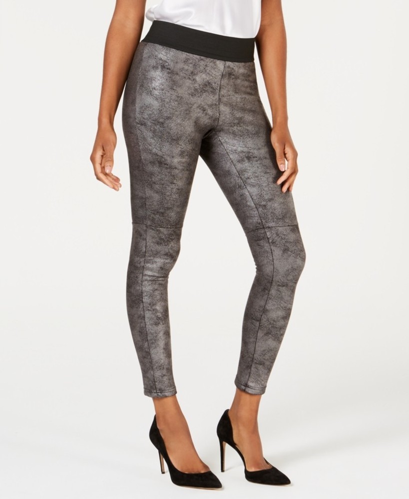 INC Pebble-Texture Faux-Leather Smoothing Leggings X-Small New With Tags