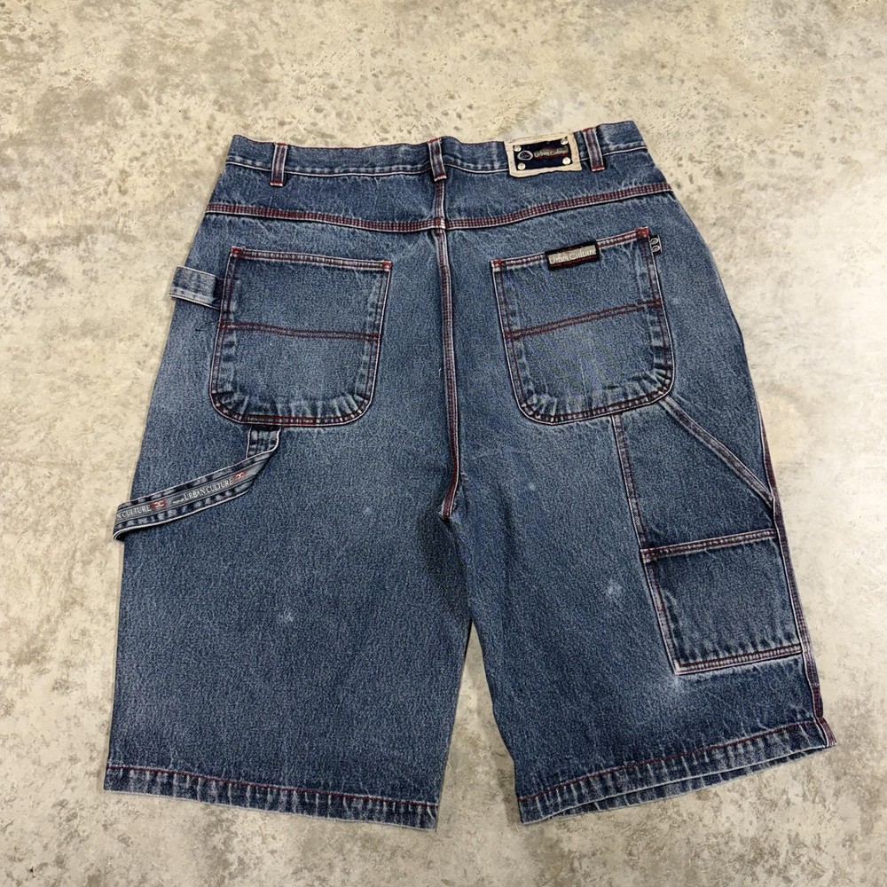 Urban Culture Denim Shorts Mens 42 Blue Cargo Baggy Carpenter Jorts Y2K