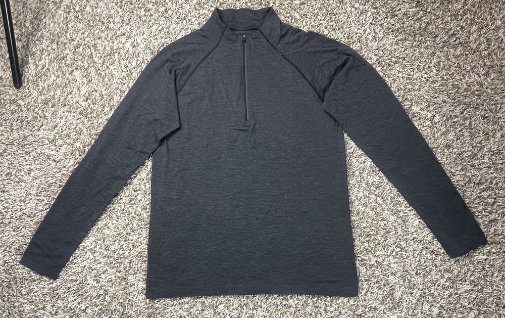 Lululemon Metal Vent Tech Large Heather Deep Coal Black 1/4 zip