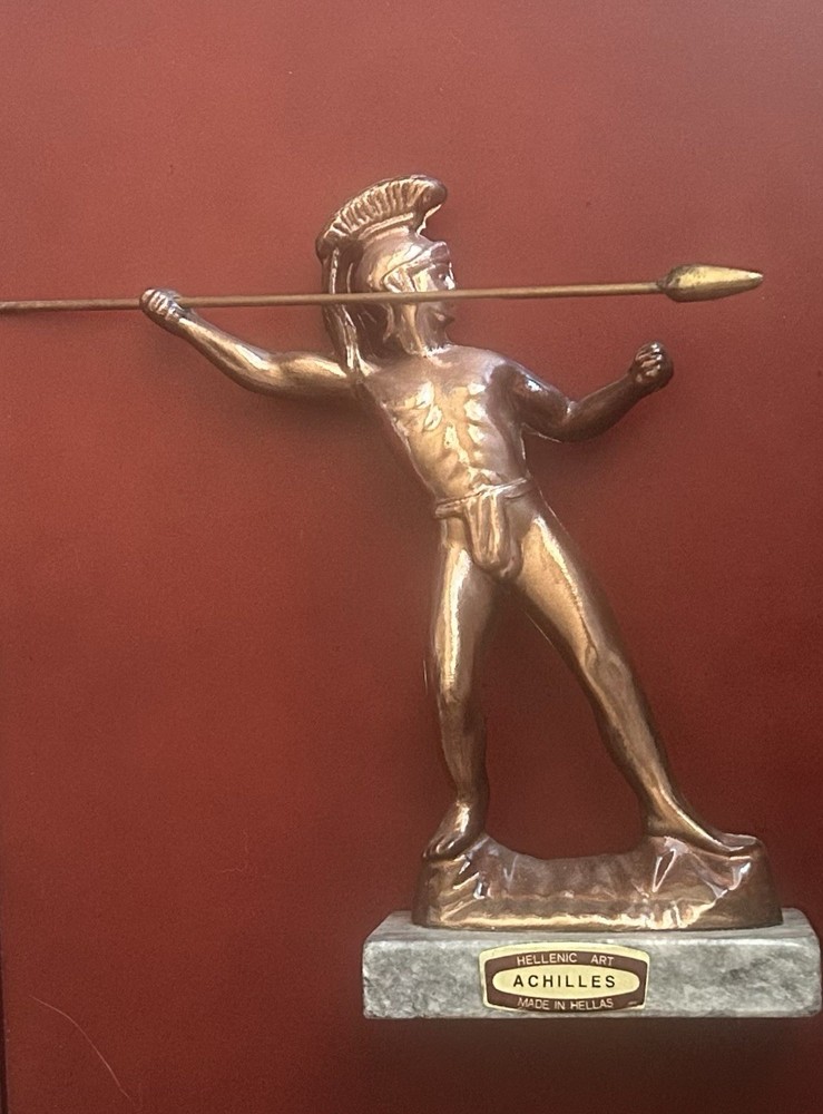 Achilles With Spear Vintage Greece Bronze Copper Statue 9