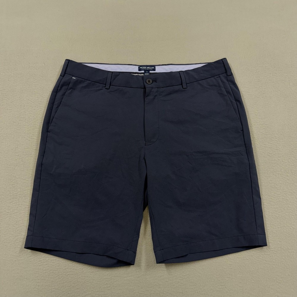 Peter Millar Shorts Mens 35 Blue Chino Flat Front Golf Casual 9 Inseam Summer
