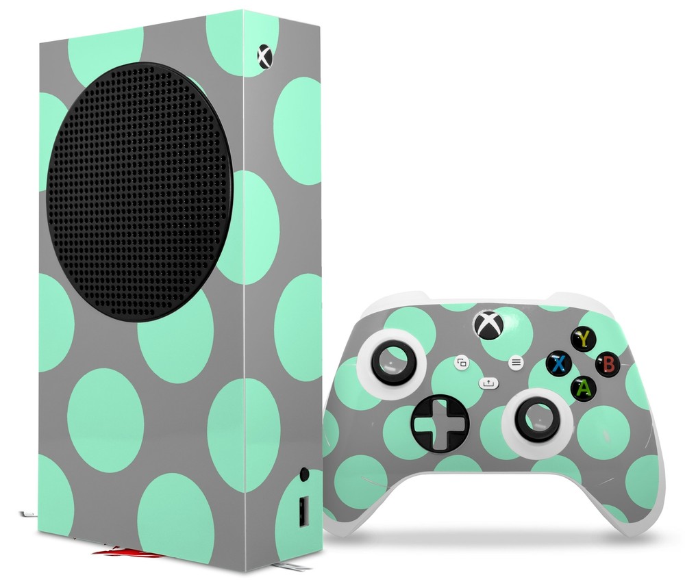 Skins XBOX Series S Console Controller Kearas Polka Dots Mint And Gray