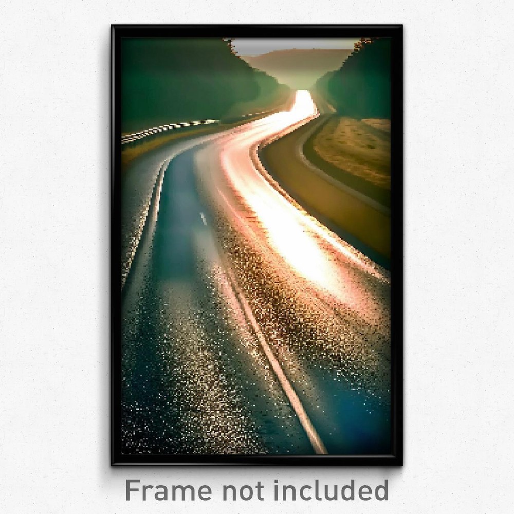 8 Bit Psychedelic Pixel Art Poster - Cultured Road Video Game Print