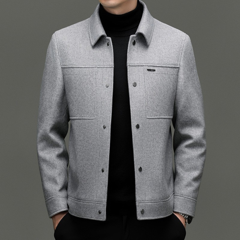 Winter Men's Down Jacket Thick Wool Casual Jacket Fashion Lapel Collar Warm Coat