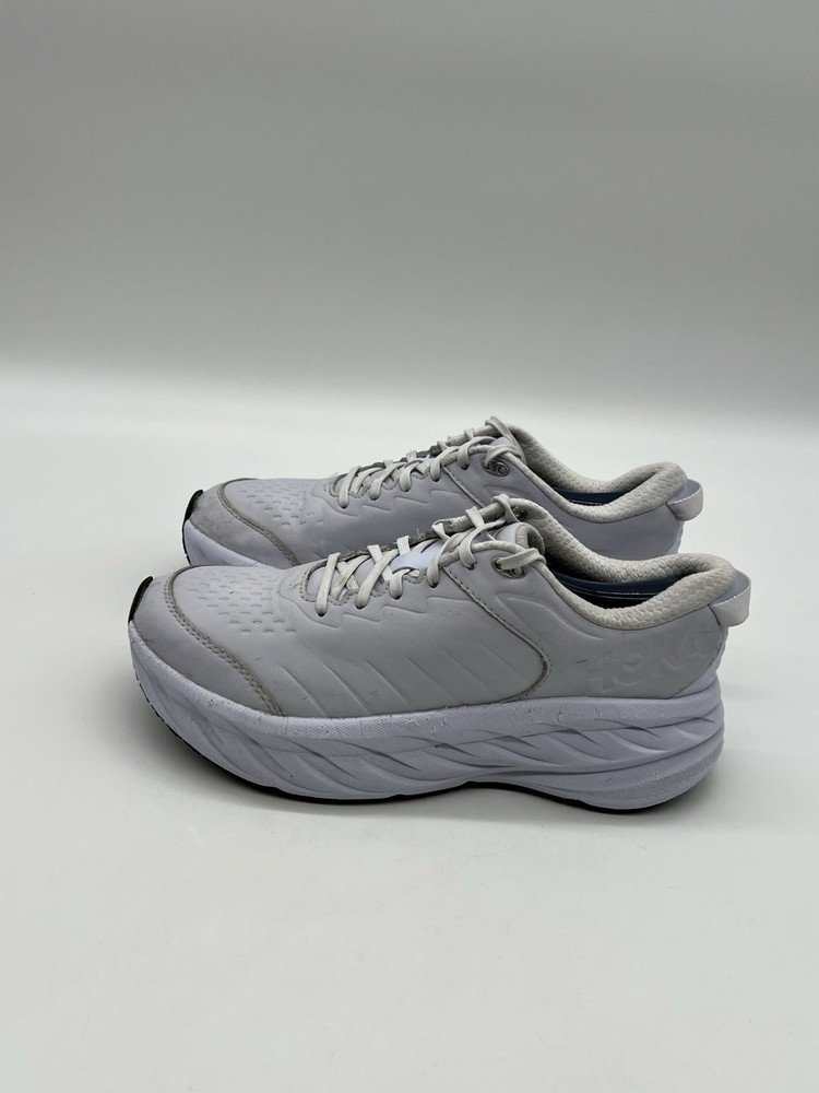 Hoka One One Bondi SR Women’s Sz 9.5 White Leather Slip Resistant Walking Shoes.