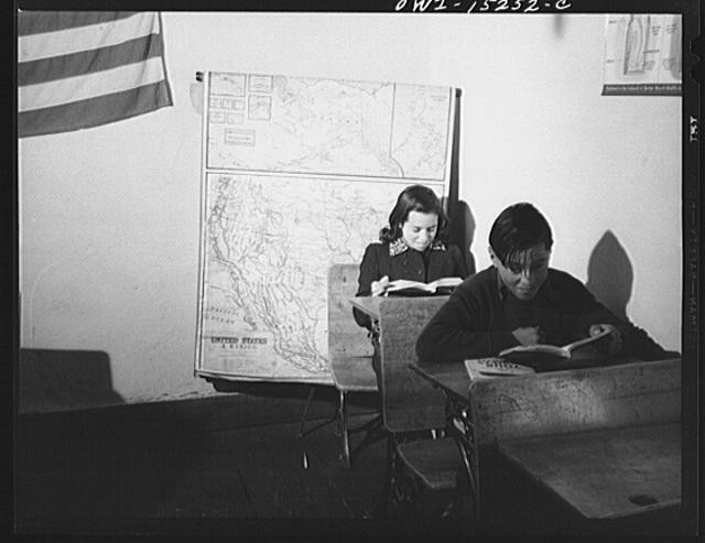 Trampas New Mexico 1930s Grade School Classroom Teacher Students Reading