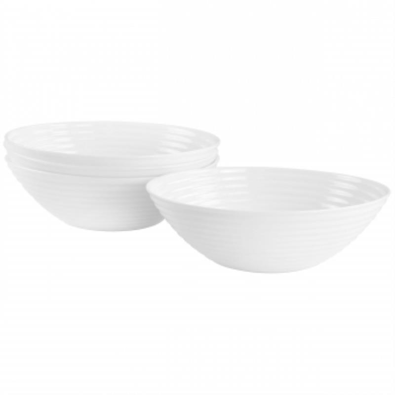 Gibson Ultra Patio 4 Piece Tempered Opal Glass Cereal Bowl Set In White