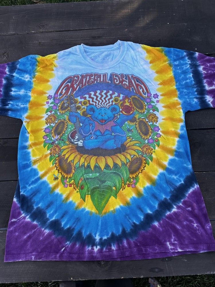 Grateful Dead Jerry Garcia Sunflower Tie Dye T-Shirt - Large