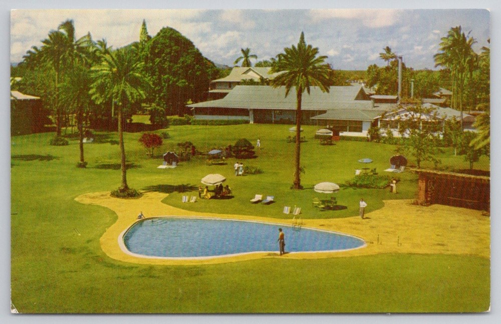 Kauai Inn Lihue Hawaii Pool Gardens Vintage Chrome Postcard Mike Roberts