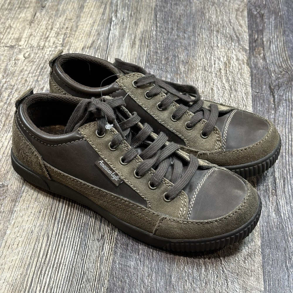 American Eagle AE Men’s Casual Suede Leather Low Top Sneaker Brown Olive Size 7