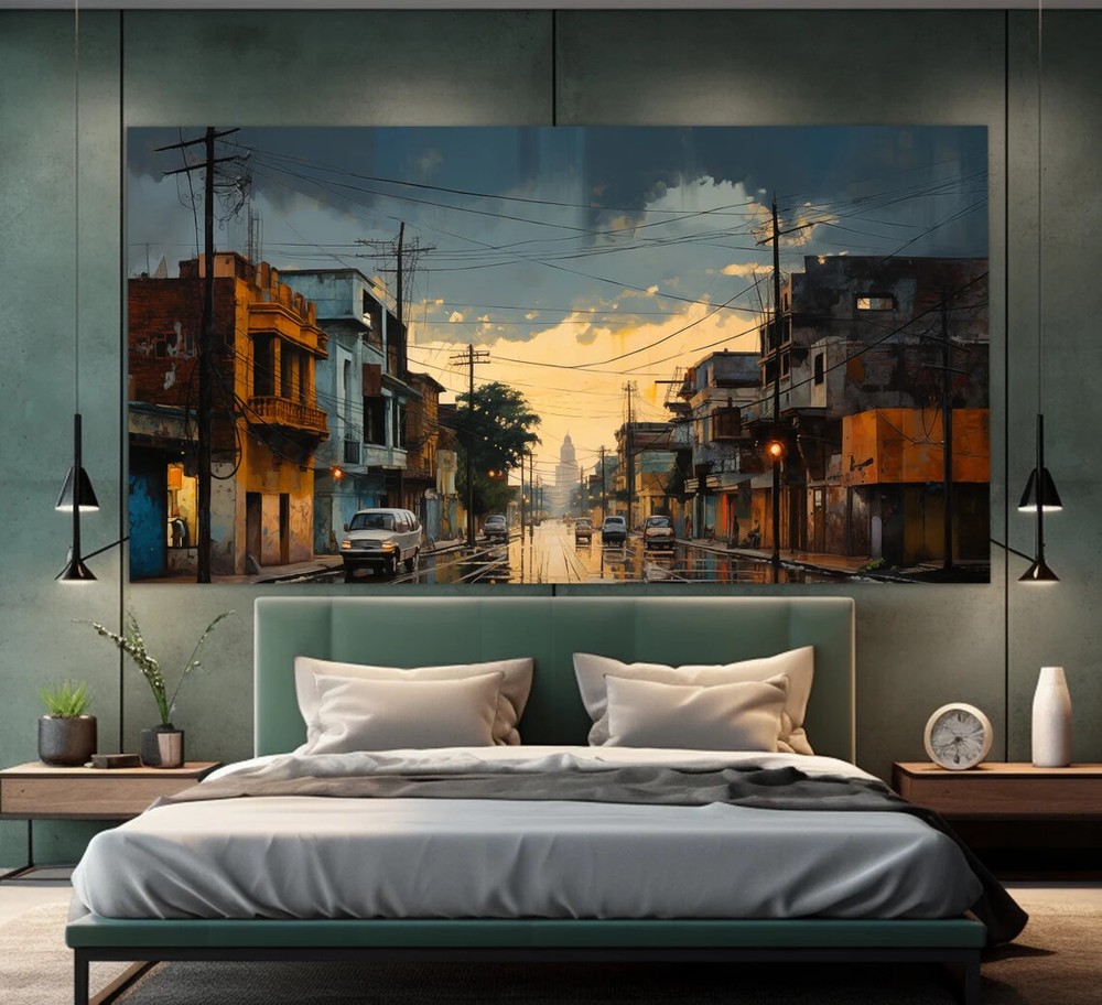 Ecatepec De Morelos Downtown Painting Wall Art Canvas Unframed Print Art