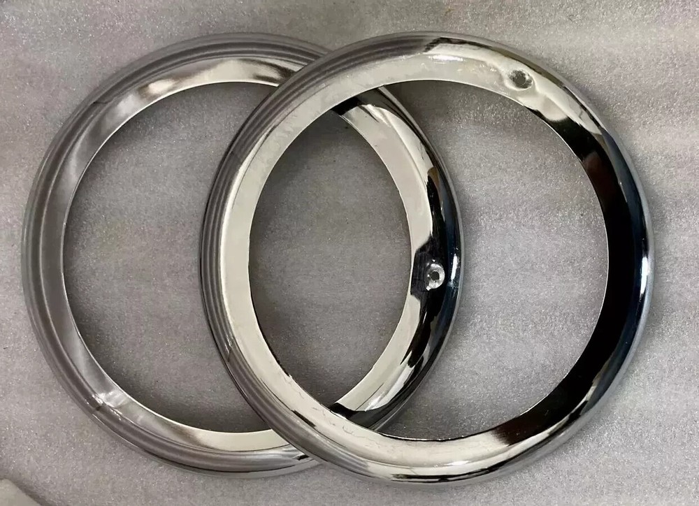 Fit For Willy Jeeps 46-53 CJ 2A 3A Chrome Headlight Bezels Pair