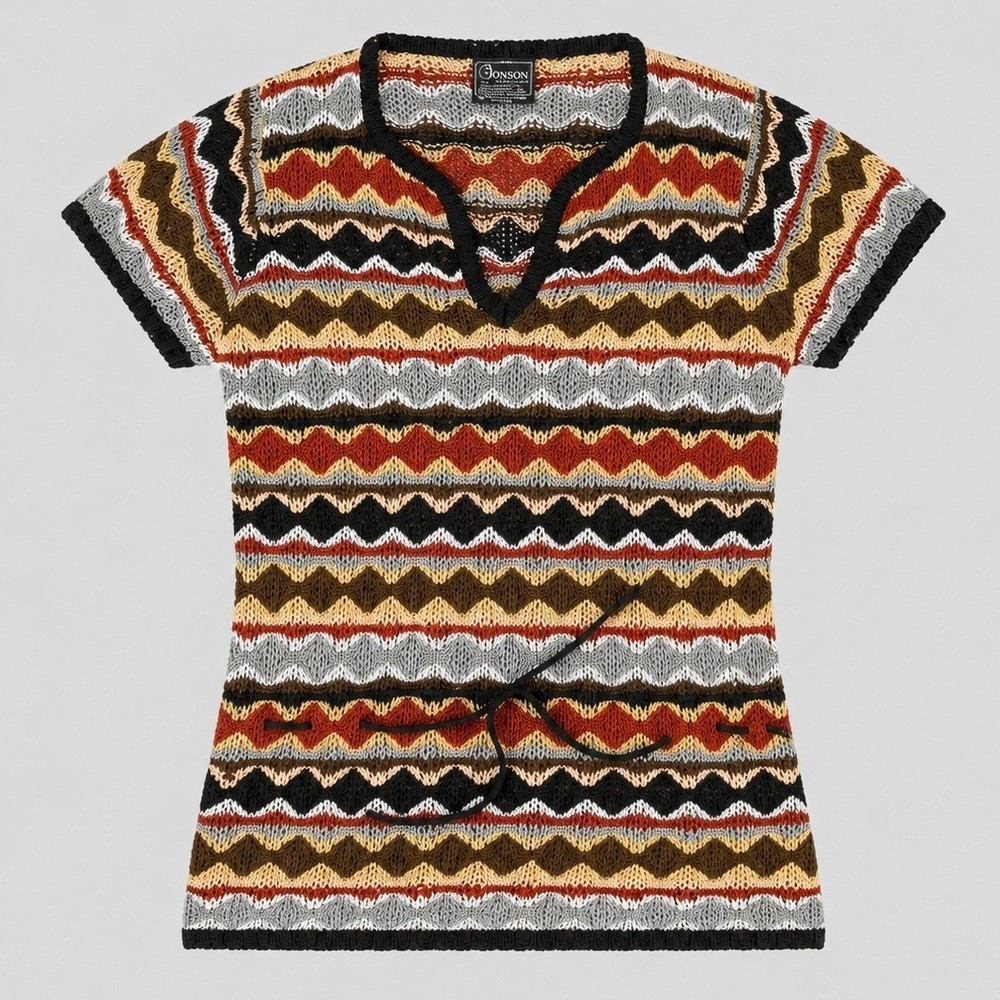 Vintage Bronson of California 70s Knit Top Multicolor Zigzag Chevron Tunic M