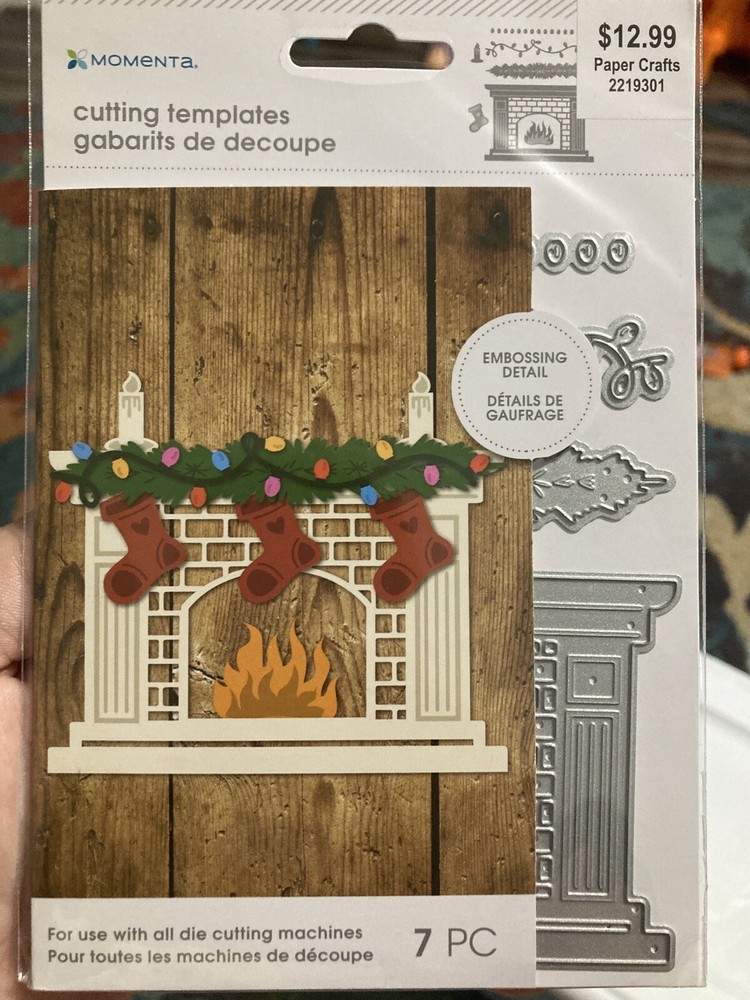 Momenta Stockings on Fireplace Cutting Die 7 Piece Set New in Pack 2103463