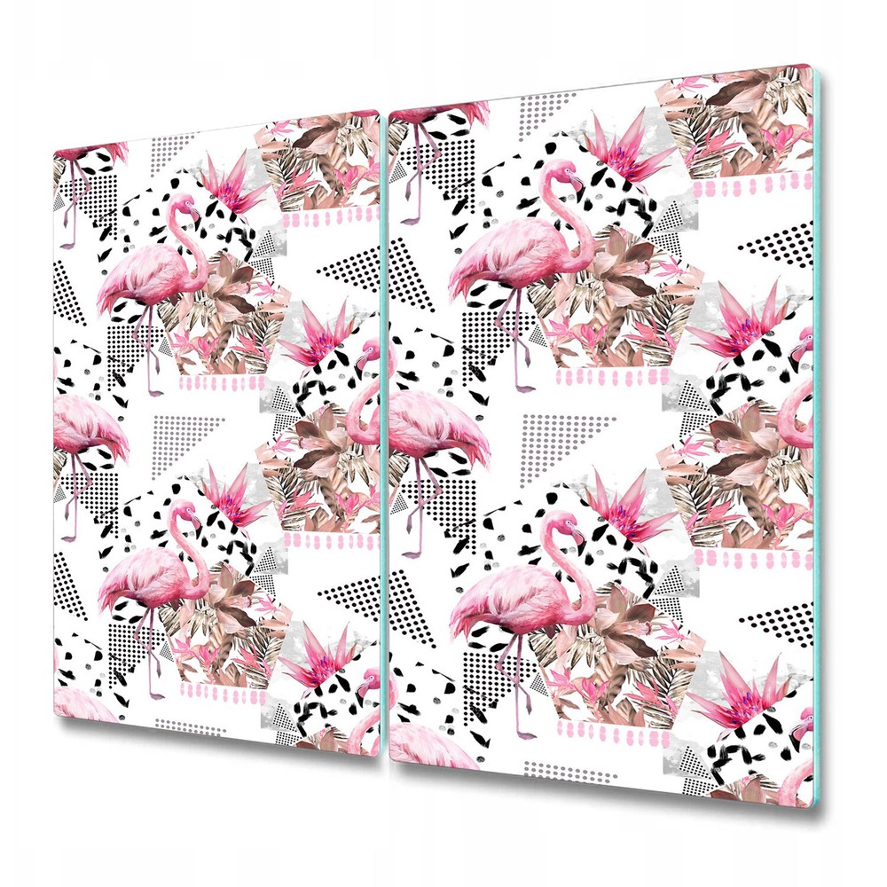 Glass Kitchen Chopping Board Abstract Flamingo Pink Delicate Flamings 2x30x52