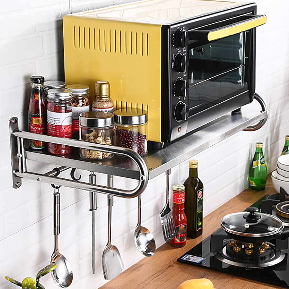 Stainless Steel Microwave Oven Rack Wall-Mount Kitchen Shelf Shelves Counter New