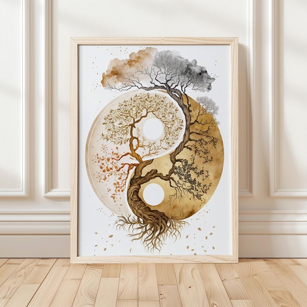 Yin Yang Tree of Life,  Boho Inspired Home Decor Poster No Framed