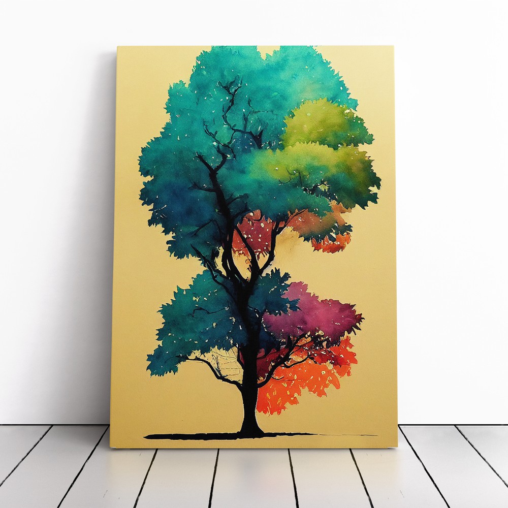 Water Paint Tree No.1 Canvas Wall Art Print Framed Picture Home Office Decor