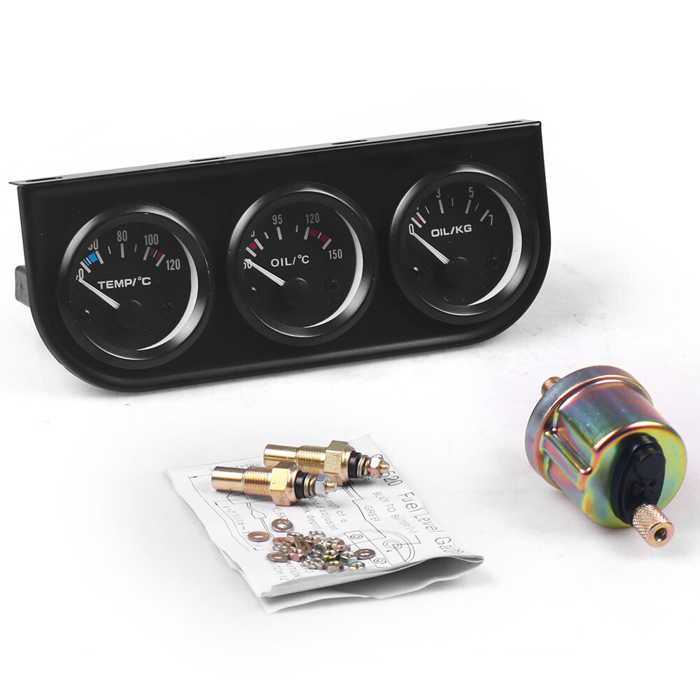 2'' 52mm Oil Pressure Gauge Water Temp Oil Temperature Meter Triple 3 in 1 Kit^