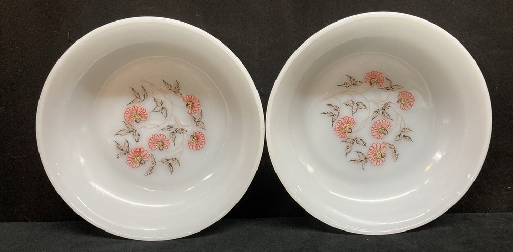Fire King Anchor Hocking Milk Glass Fleurette Bowls Set of 2