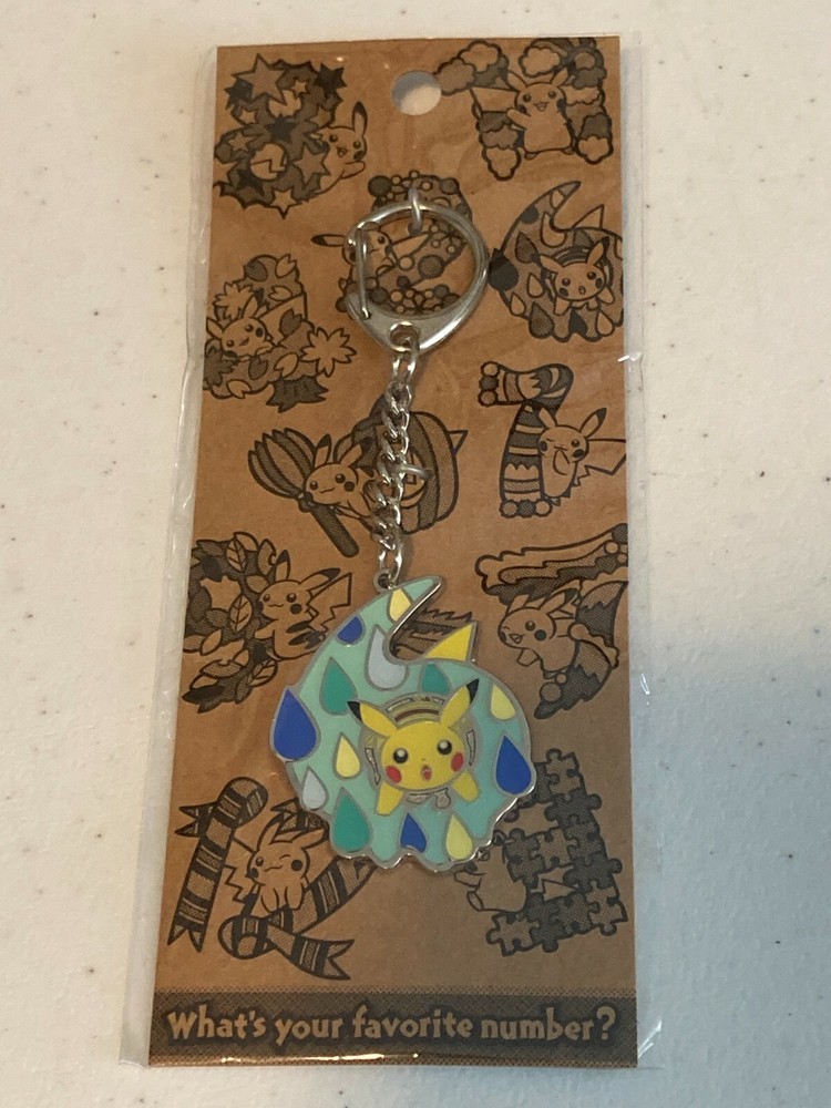 Pokemon Center Pikachu Metal Keychain Charm Clip Favorite Number 6 Sealed New