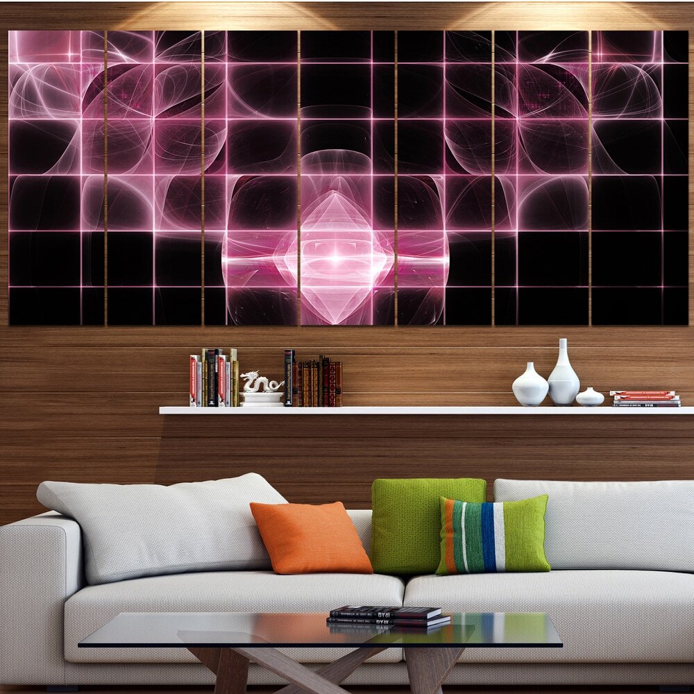 Designart Pink Bat Outline on Radar Abstract Oversized Wall Art