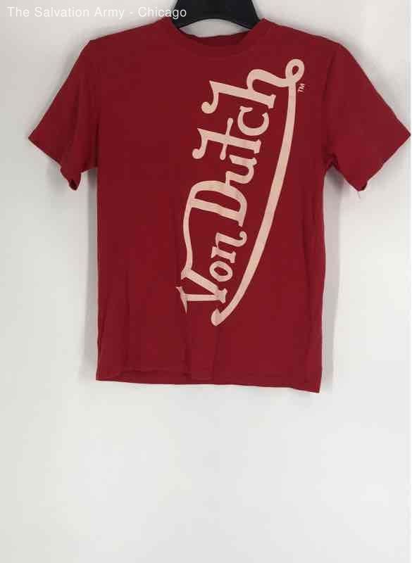 Von Dutch Boys Red Crew Neck Short Sleeve Casual Pullover T-Shirt Size 14/16