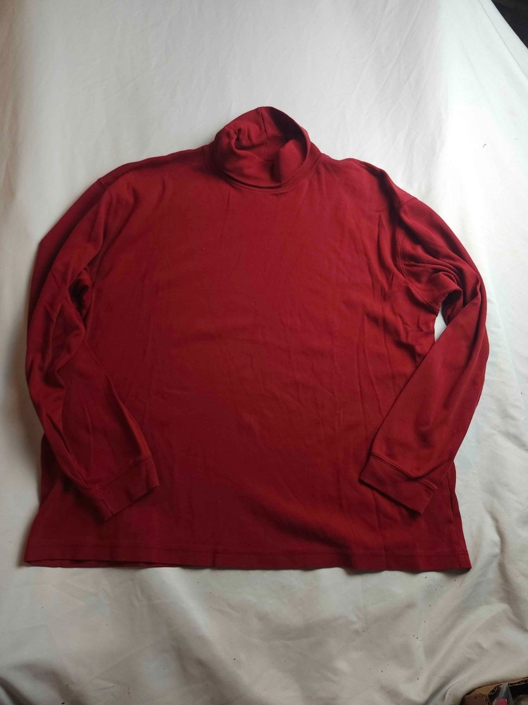 L.L. Bean Mock Neck Shirt Mens XL Red Long Sleeve Casual Layering Turtleneck