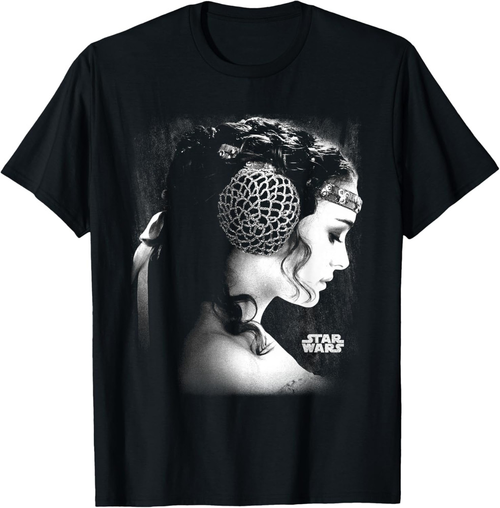 Star Wars Padme Amidala Black & White Side Profile Portrait T-Shirt