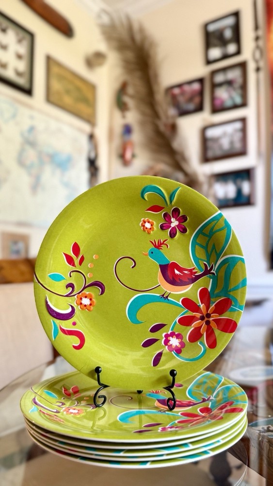 Pier 1 Imports Plates-Birds w/Embossed Flowers 🌺 Free Shipping!! Set of 6