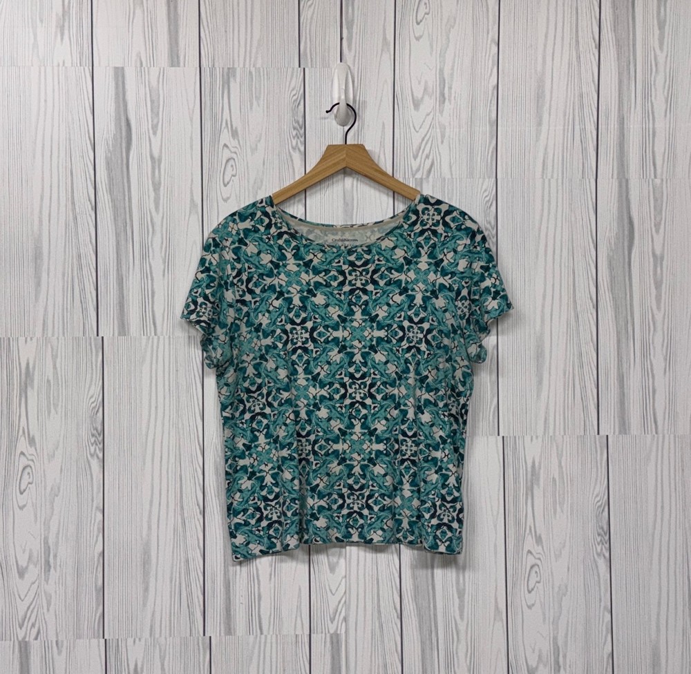 Croft & Barrow t shirt womens size large short sleeve classic tee white floral