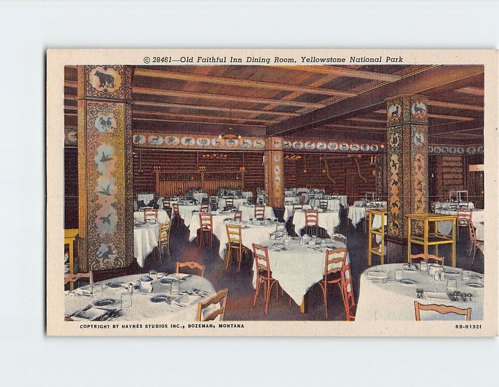 Postcard Old Faithful Inn Dining Room Yellowstone National Park Wyoming USA