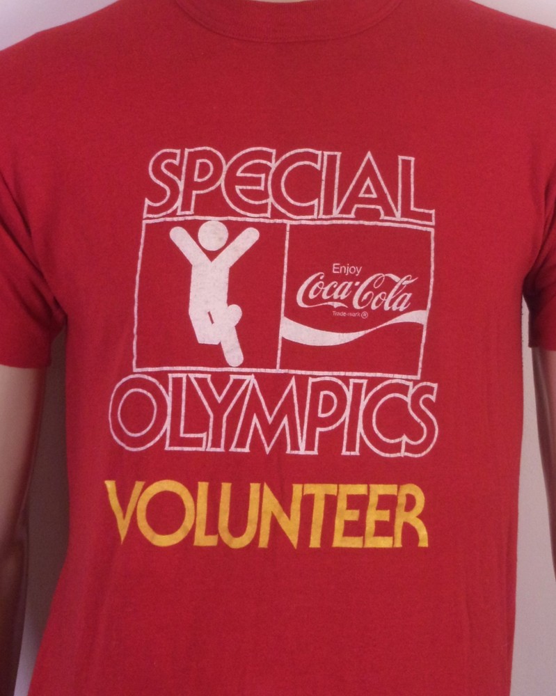 vintage 80s single stitch Coca-Cola Special Olympics T-Shirt Coke Soda SZ L