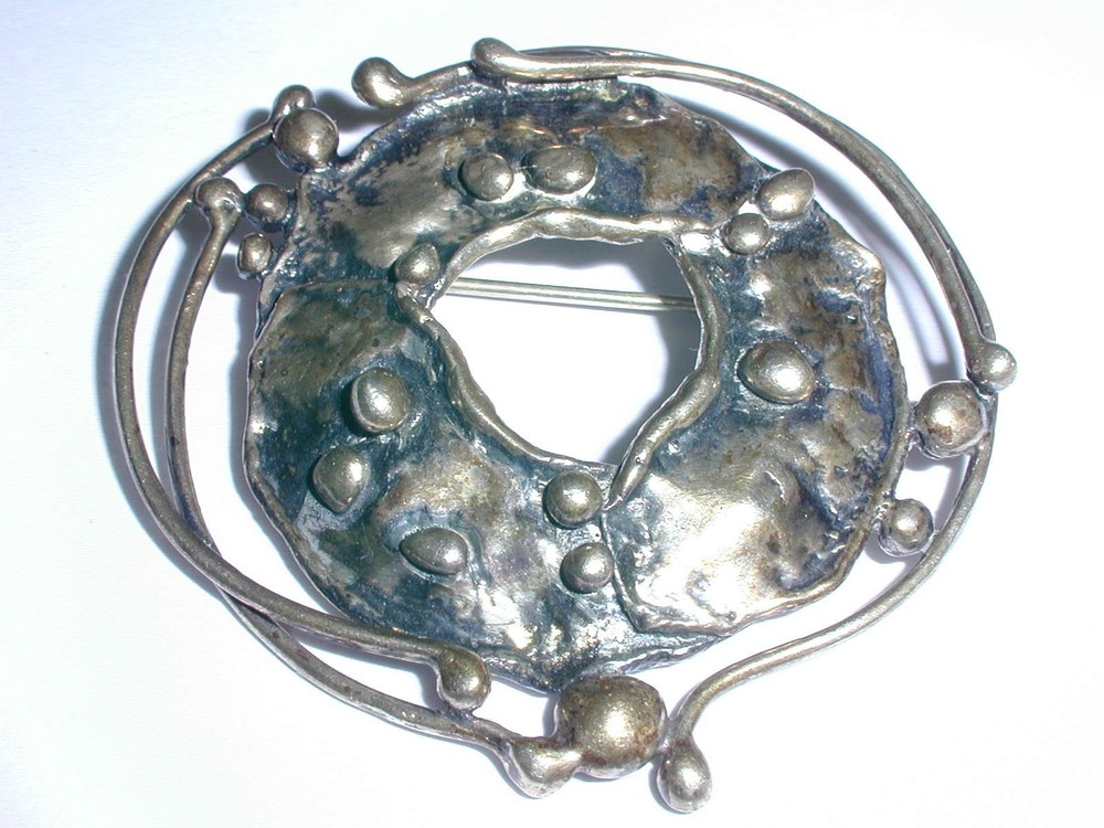 Brutalist Sterling Silver Wild- Brooch/ Pendant- Worn Designer Hallmark!