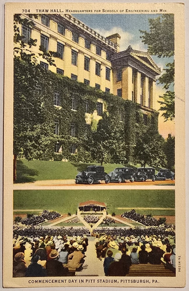 Thaw Hall Pitt Stadium Postcard Pittsburgh PA 1941 Divided Back