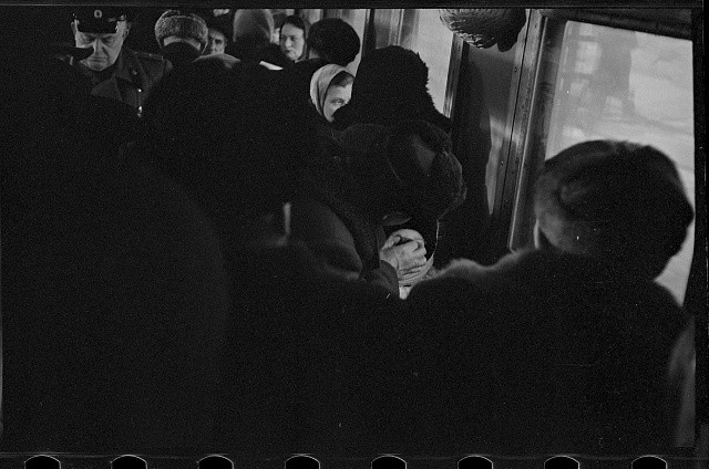 Photo:Moscow Russia 1950s Commuters Crowded Bus Winter Scene