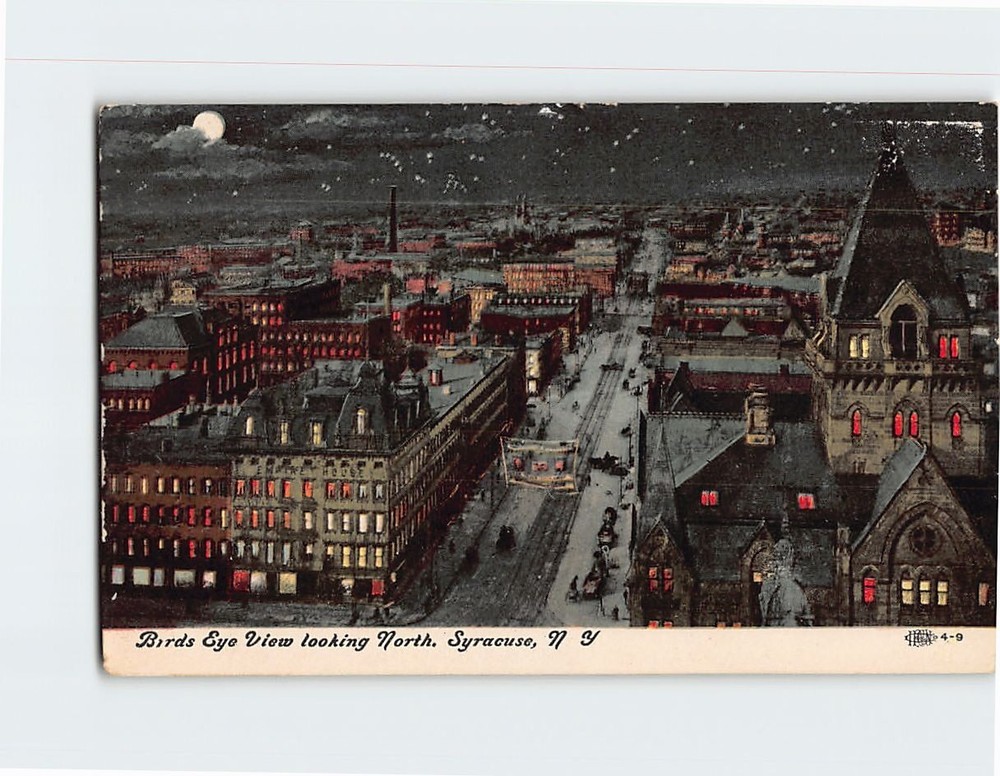 Postcard Aerial View Looking North Syracuse NY USA