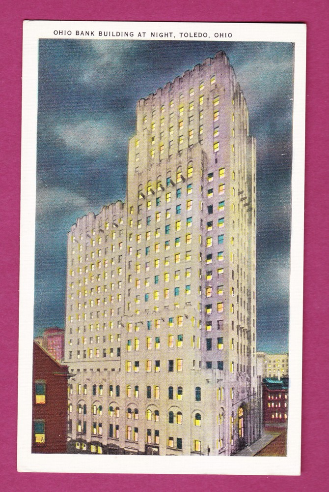 Ohio - Toledo, Ohio Bank Building At Night Postcard 2800