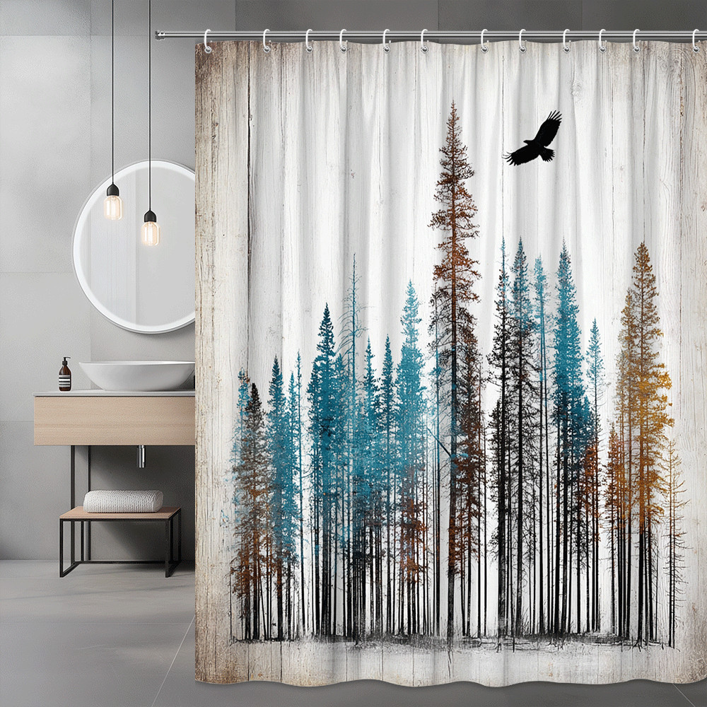 Forest Trees Shower Curtain Woodland Landscape Print