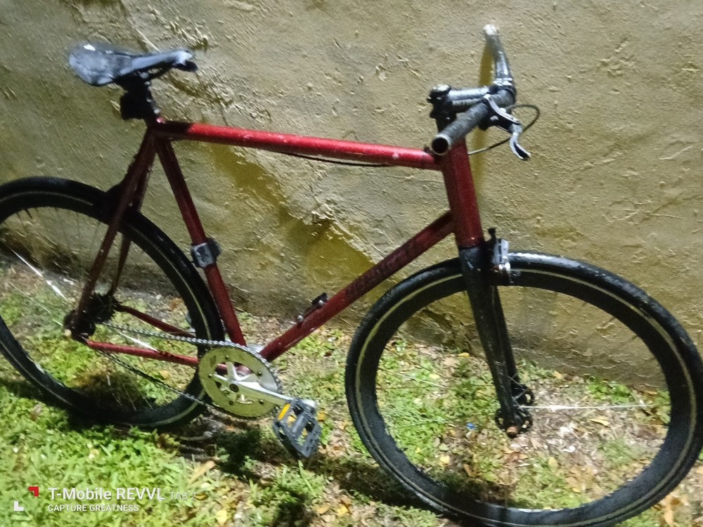 Fixed Gear Road Bike 700C 21in Frame Flat Bar Side-Pull Caliper Red/Black