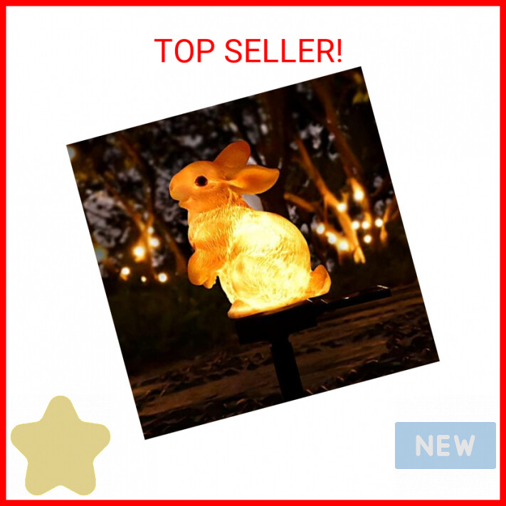 Rabbit Garden Ornaments Bunny Decor Solar Outdoor Statue Animal Lawn Yard Decora