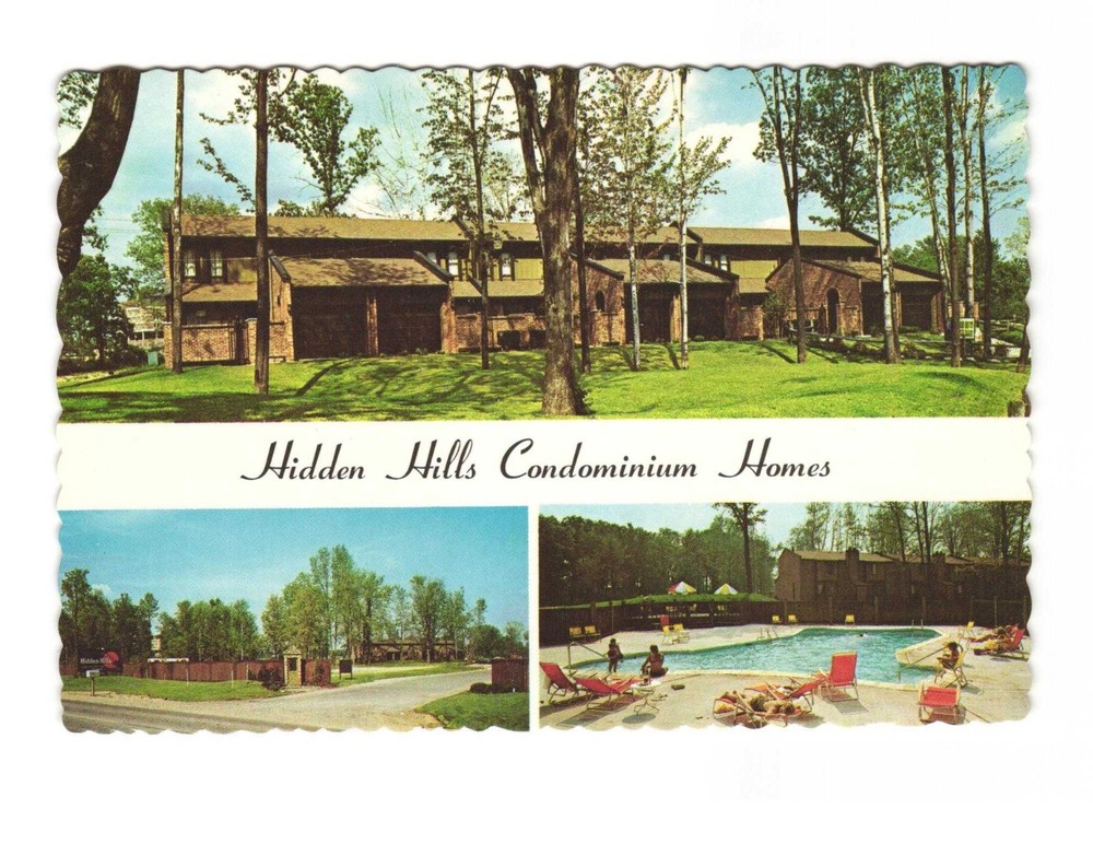 Hidden Hills Condominium Homes Rochester MI vintage postcard unposted