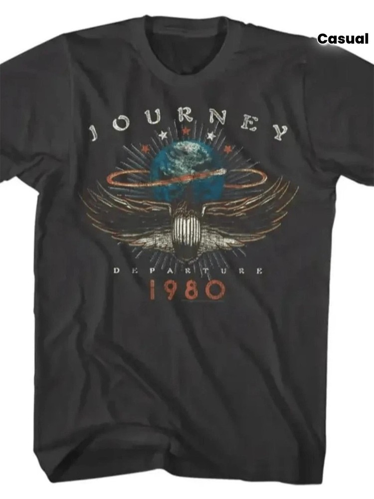 Vintage 1980s Rock Band Graphic Men's T-Shirt - Black Casual Crew Neck Tee