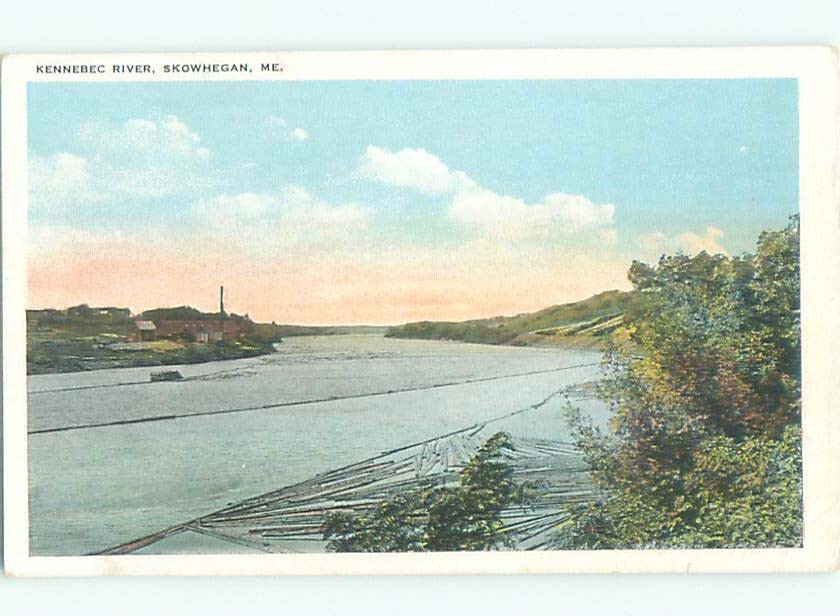 W-border RIVER SCENE Skowhegan - Near Waterville Maine ME m/09 AE6462