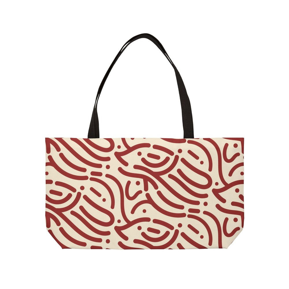 Abstract Doodles Weekender Tote Bag (Beige/Brown) 100% Polyester | 24” x 13”