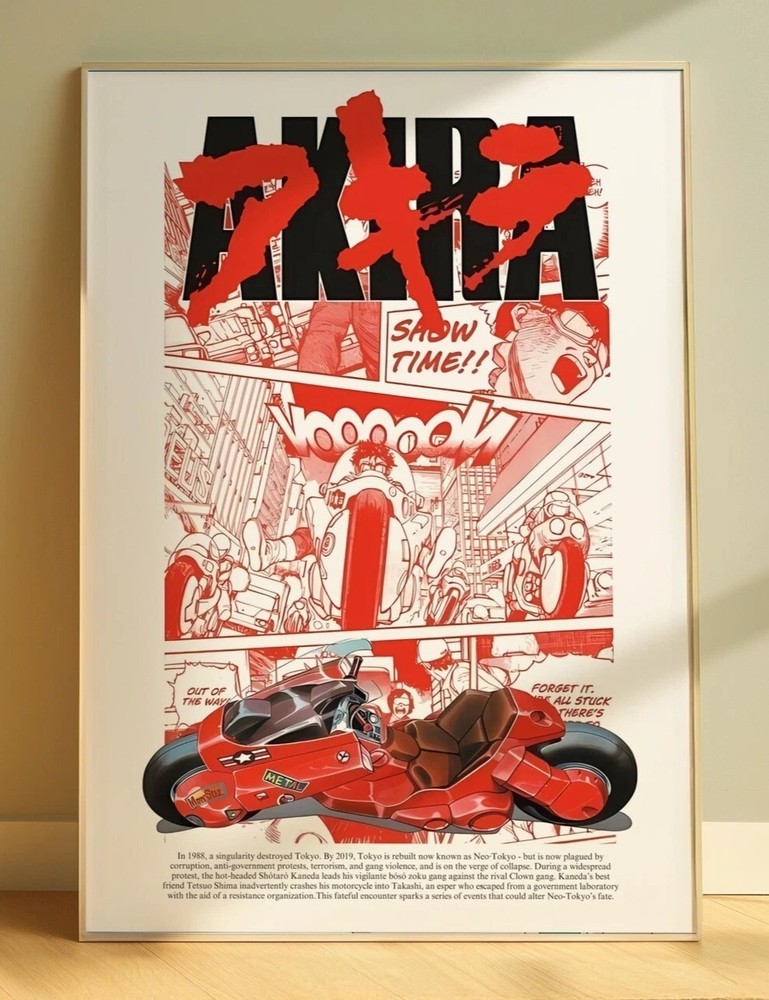 Akira Neo Tokyo Motorcycle Chaos Anime Poster