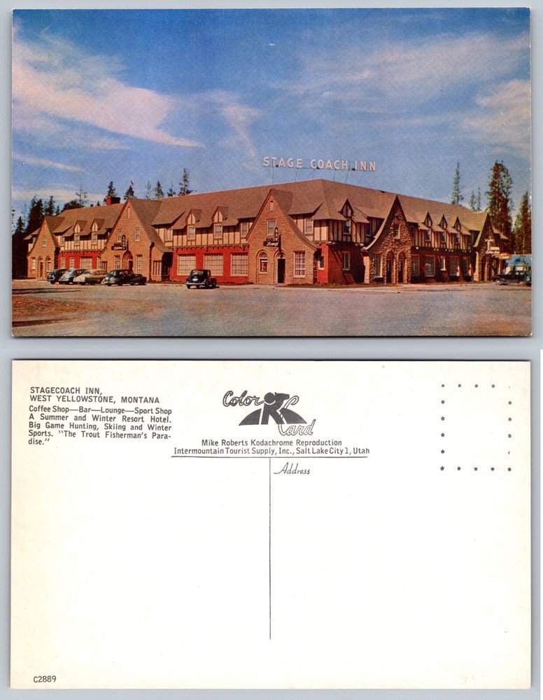 Stagecoach Inn West Yellowstone Montana Rustic Lodge Postcard