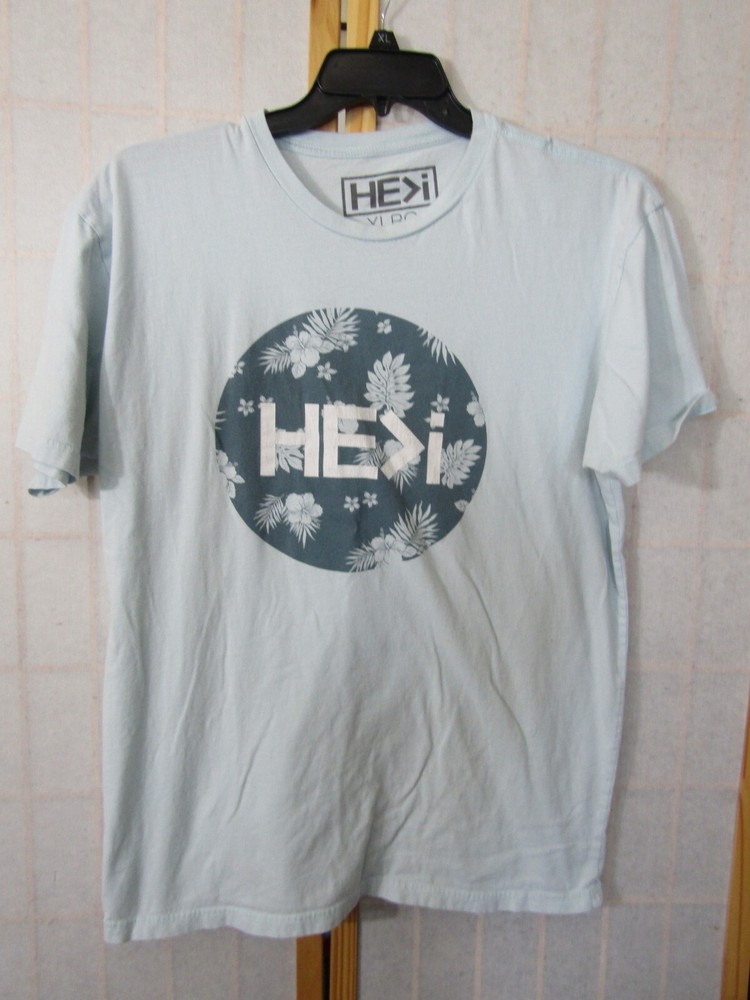 HEVI Hawaii Baby Blue 100% Cotton Logo Crew Neck T-Shirt Men's Size XL