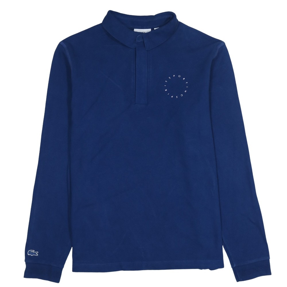 Lacoste Womens Polo Shirt Navy Blue Stretch Jersey Long Sleeve Embroidered XXL