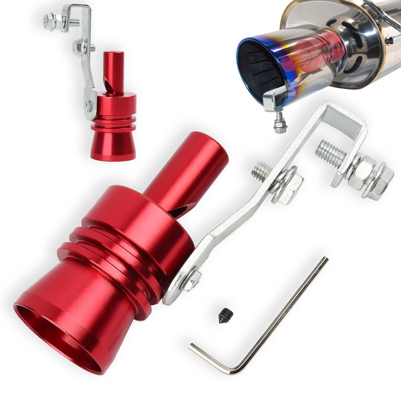 1*Universal Turbo Sound Exhaust Muffler Pipe Whistle Car Auto Accessories XL Red